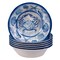 Blue-White Melamine 6-Piece Coastal Dinner Bowl Set Glossy Scratch-Resistant